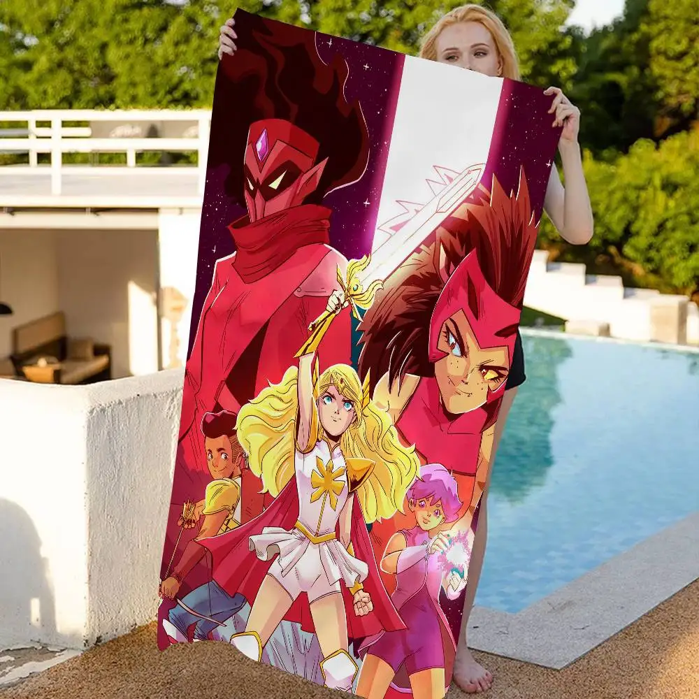 She Ra and The Princesses of Power Anime Beach Towel Colorful Bath Towels for Girl Microfiber Quick Dry Custom Sand Free Beach