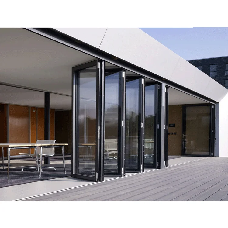 Hot Selling Aluminum Bifold Door Double Glass Exterior Folding Terrace Door For Outdoor Patio Balcony Use Any Size Custom