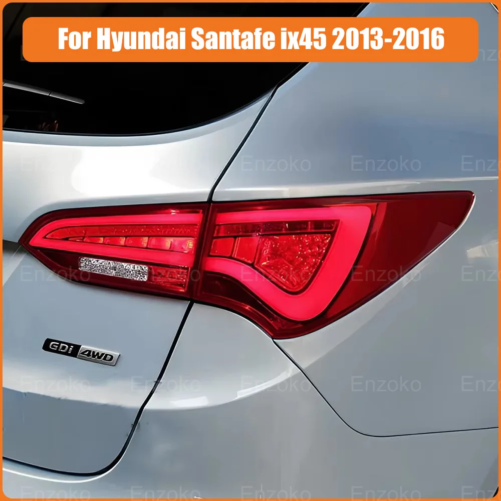 Pair of Car Tail Light Assembly For Hyundai IX45 2013-2014 LED DRL Brake Light Flowing Water Flicker Tail Lamps Tailights