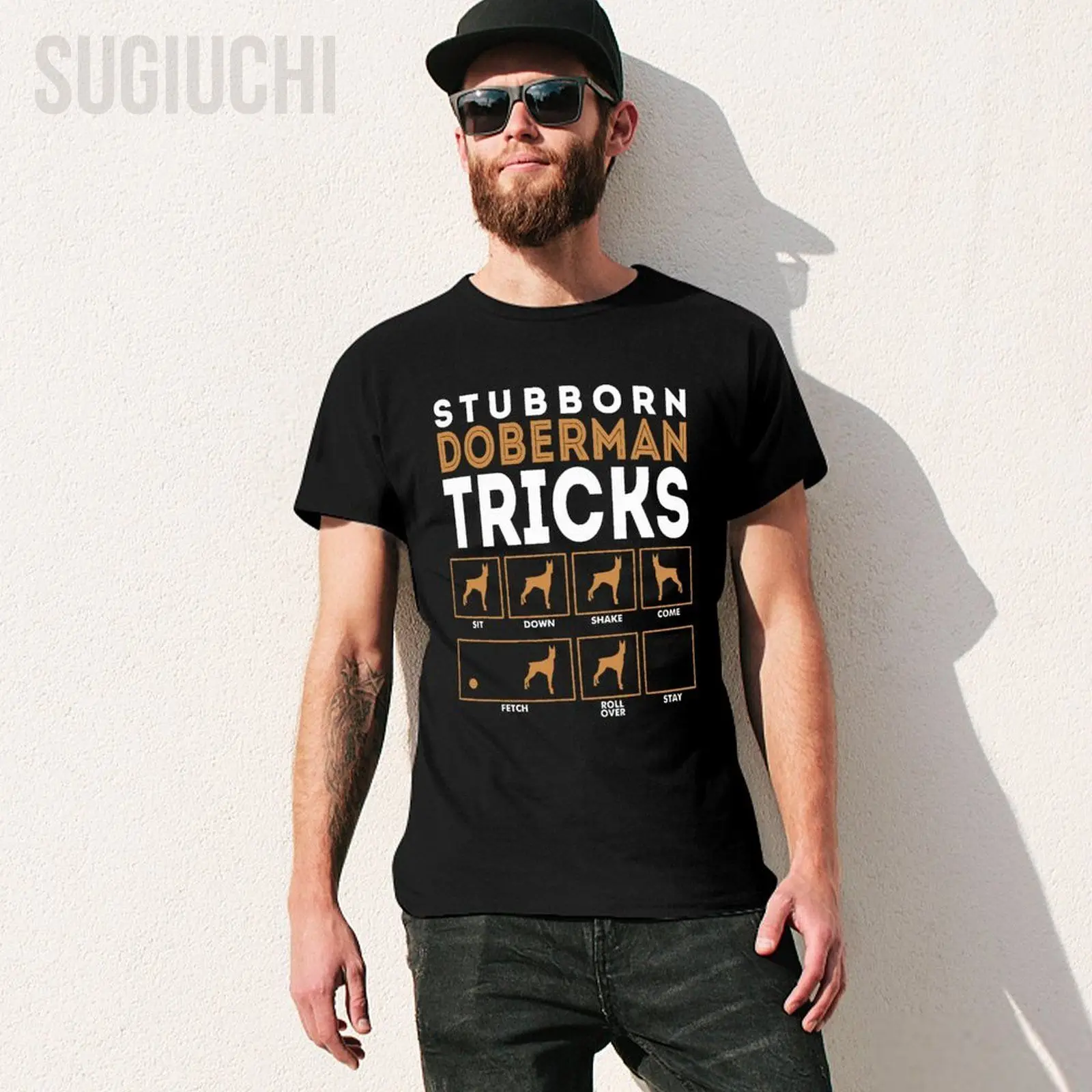 Unisex Men Stubborn Doberman Pinschers Dog Tricks Graphic Tshirt Tees T Shirts Women Boys 100% Cotton T-Shirt