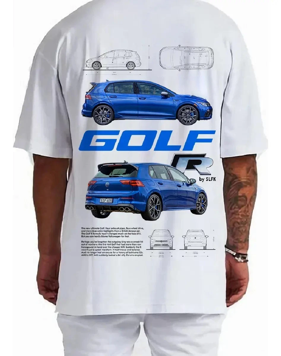 Men's Compact Hatchback Sport Car Vintage T-Shirt, Performance Blueprint Streetwear Graphic Washed Tee
