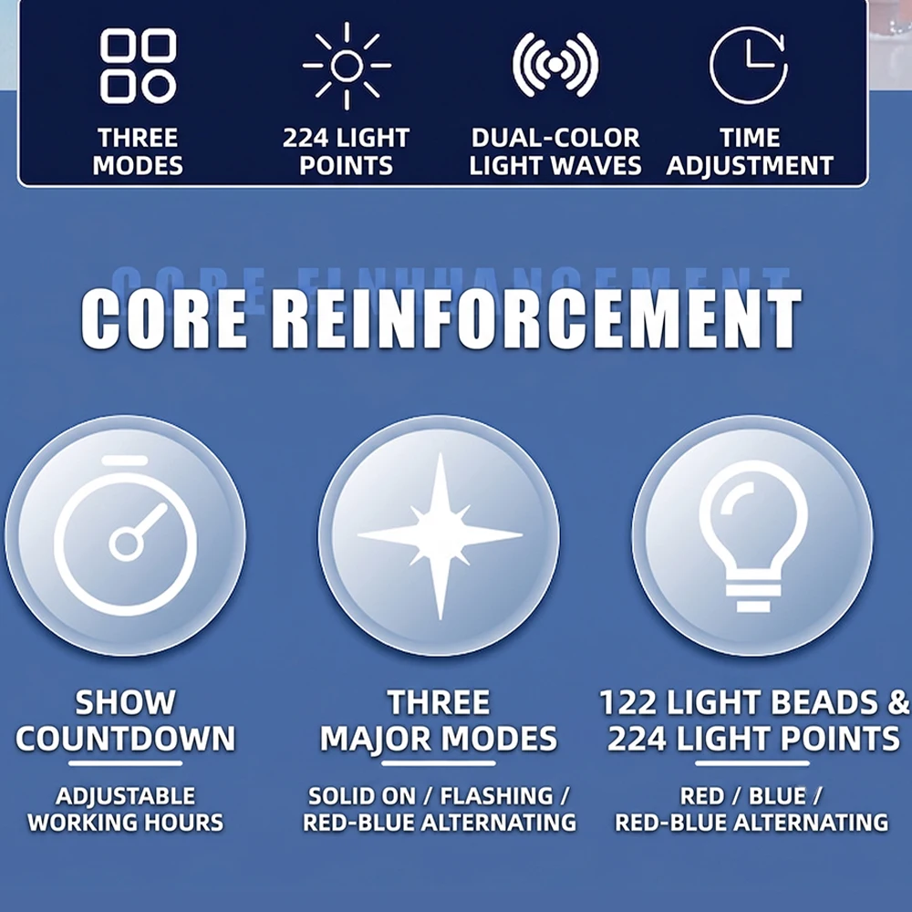 Red Blue Light Hair Growth Cap 224 LED Scalp Therapy Helmet USB Rechargeable Anti Hair Loss Regrowth Hat Timer Display