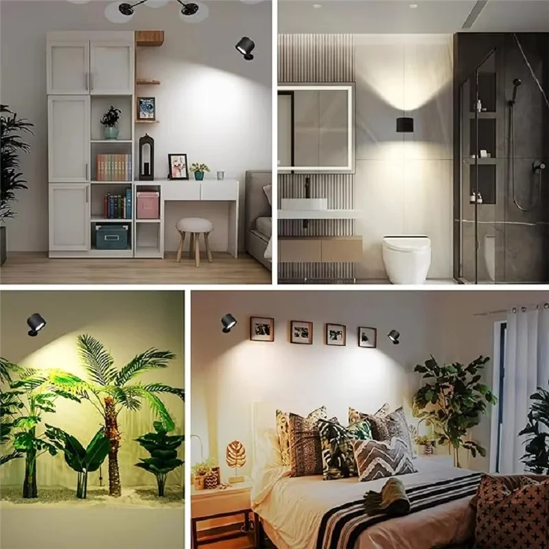 ABLU-LED Wall Sconces Light - Touch Control, Double Head, 360° Rotatable, 3 Color Modes, Wireless Night Lights For Bedroom