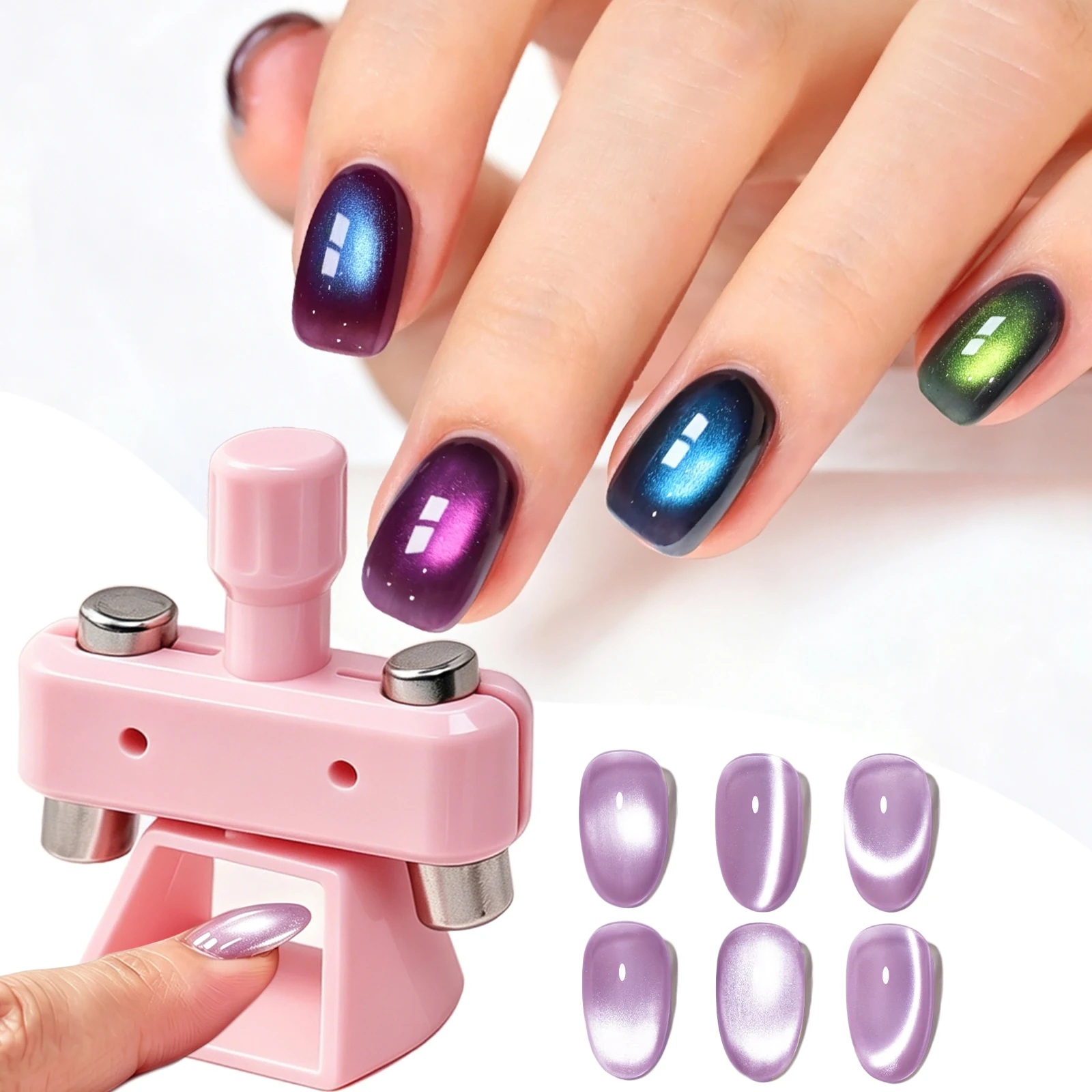 Automatic Glass Bead Cat Eye Nail Magnet Tool 360° Rotating Stand Strong Magnetic for Gel Polish Manicure DIY Salon Home