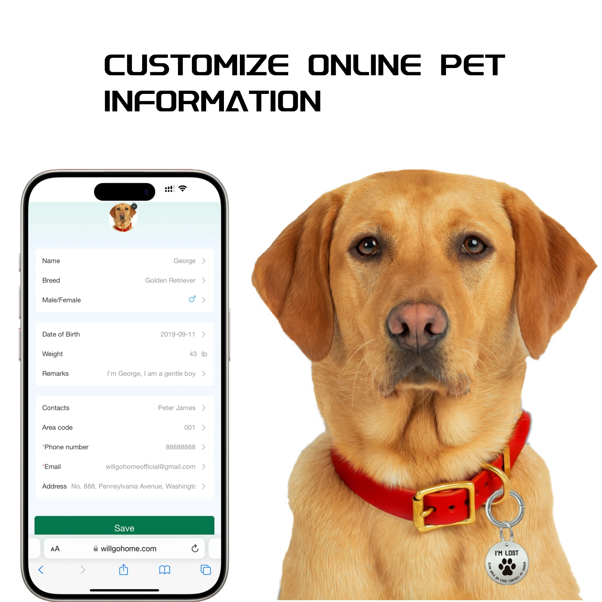 Pet ID Tags Scan QR Code Receive Instant Location Alert Email Smart Dog Tags Stainless Steel No App or Subscription