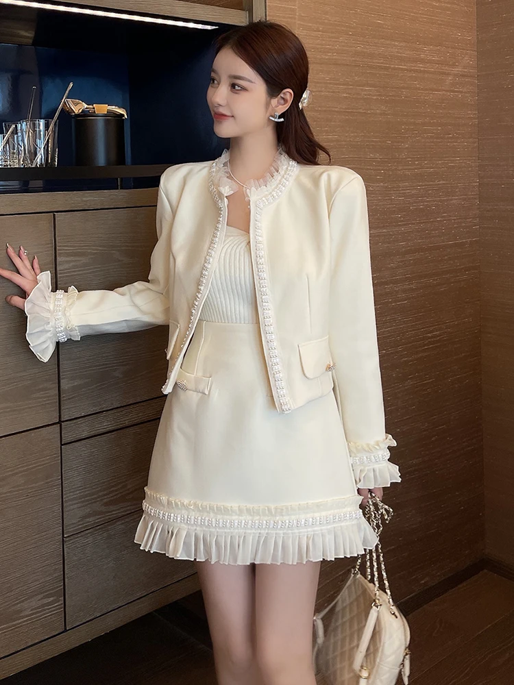 

Модный осенне-зимний комплект: женский элегантный костюм-двойка из мягкой нейлоновой ткани, трендовый, роскошный, ветрозащитный