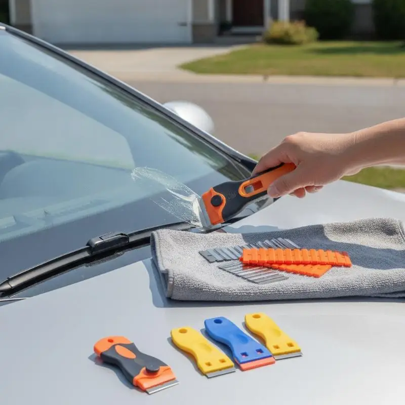 1 Set Glue Removal Cleaning Tool Kit with Anti‑Slip Handles Replaceable Blades for Phone Repair, Screen Residue Removing Tool