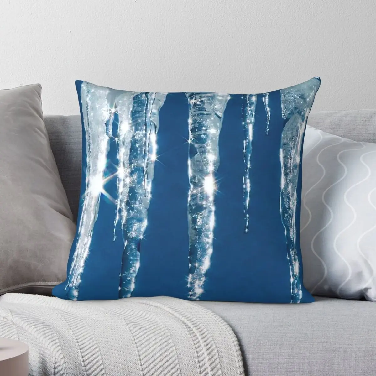Icicles Frozen Square Pillowcase Polyester Linen Velvet Creative Zip Decorative Pillow Case Home Cushion Cover