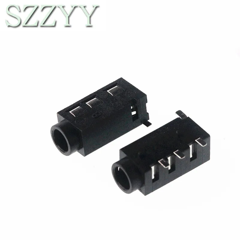 10PCS 3.5mm jack Female Audio Connector 4 Pin DIP Headphone Jack Socket PJ-320A PJ320A Audio Interface Audio Jack Black