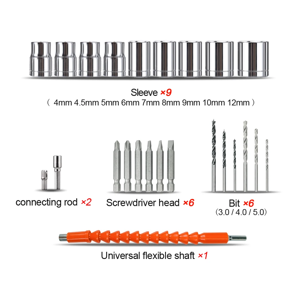 Kamolee 13-mm-Akku-Schlagbohrschrauber-Set, inklusive Zubehör, Akku-Schraubendreher, Lithium-Akku-Handbohrmaschine – Detail 4
