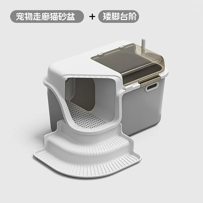 

Полностью закрытый ящик для кошачьего туалета с откидной крышкой — приподнятый коридор с защитой от брызг и контроль запаха для домашних кошек