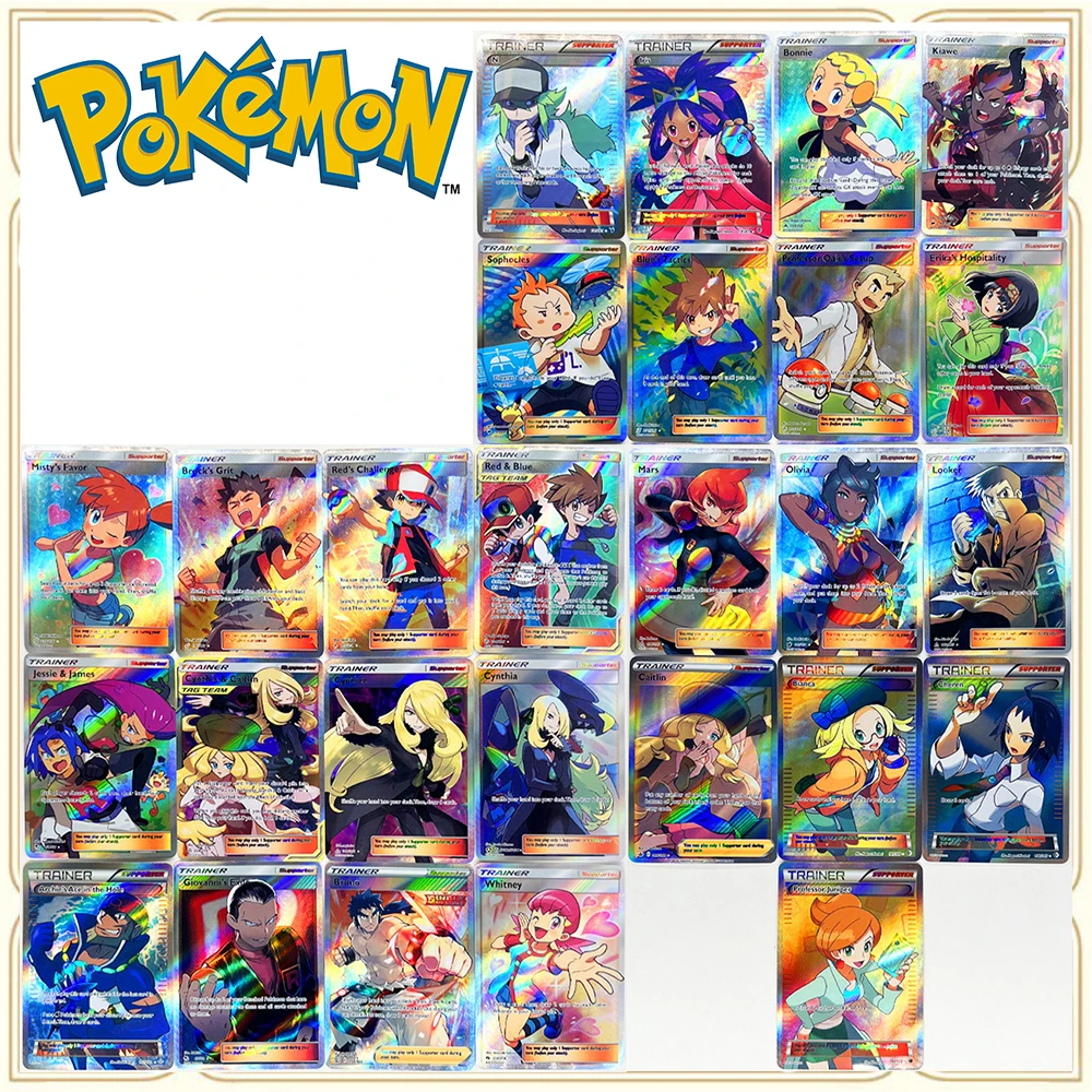 

Anime Pokemon DIY ACG Collectible Card Boy Play Toys Birthday Gift Hilda Rosa Serena Gloria Victor Ethan 55PC/Set