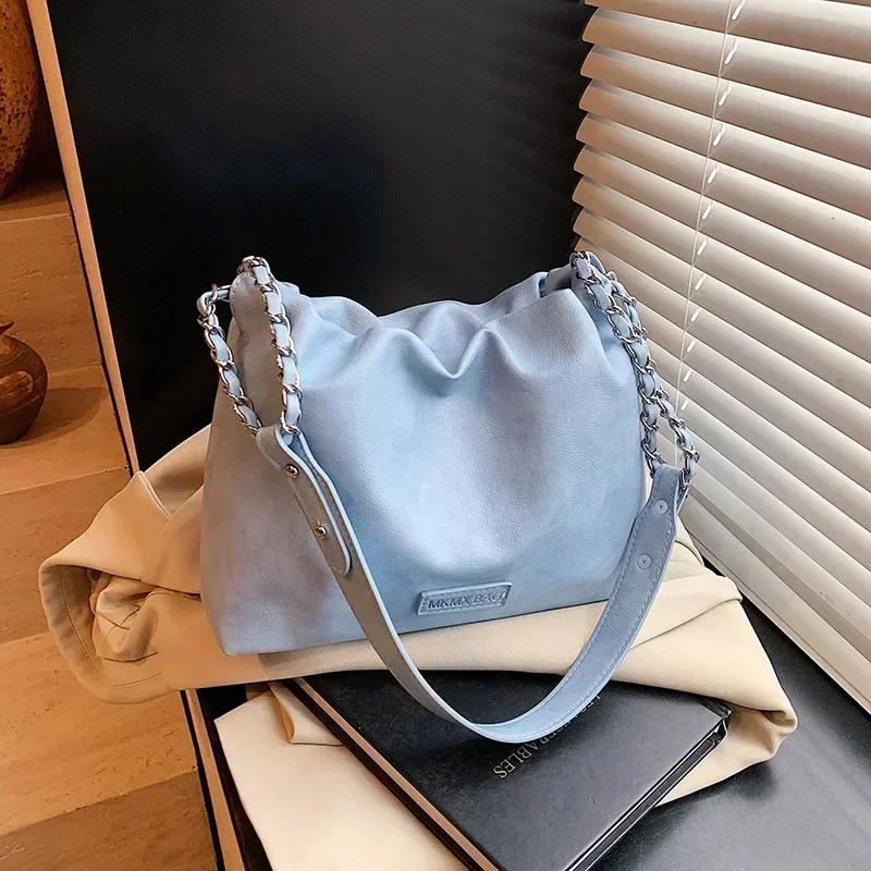 Women's Versatile Soft-Faced Drawstring Bag 2025 - Simple Stylish, Luxury Chain Handle, Shoulder & Handheld, Casual/Party