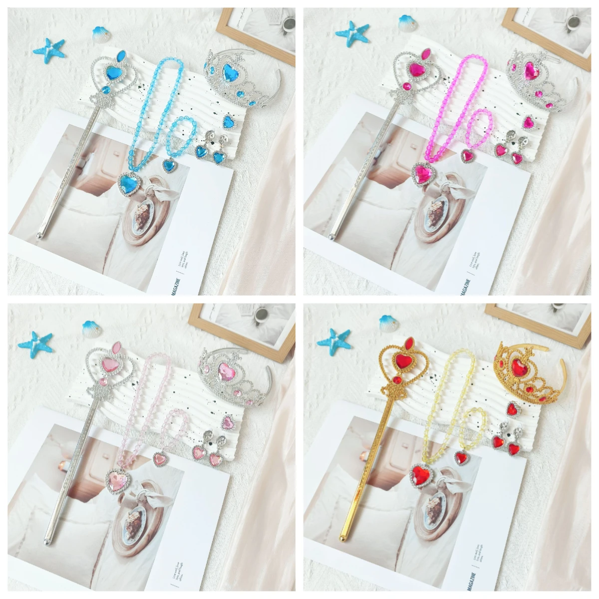 Girls Photography Props Frozen Crown Tiara Princess Elsa Magic Wand Children's Necklace Girls Necklace Children's Accessories