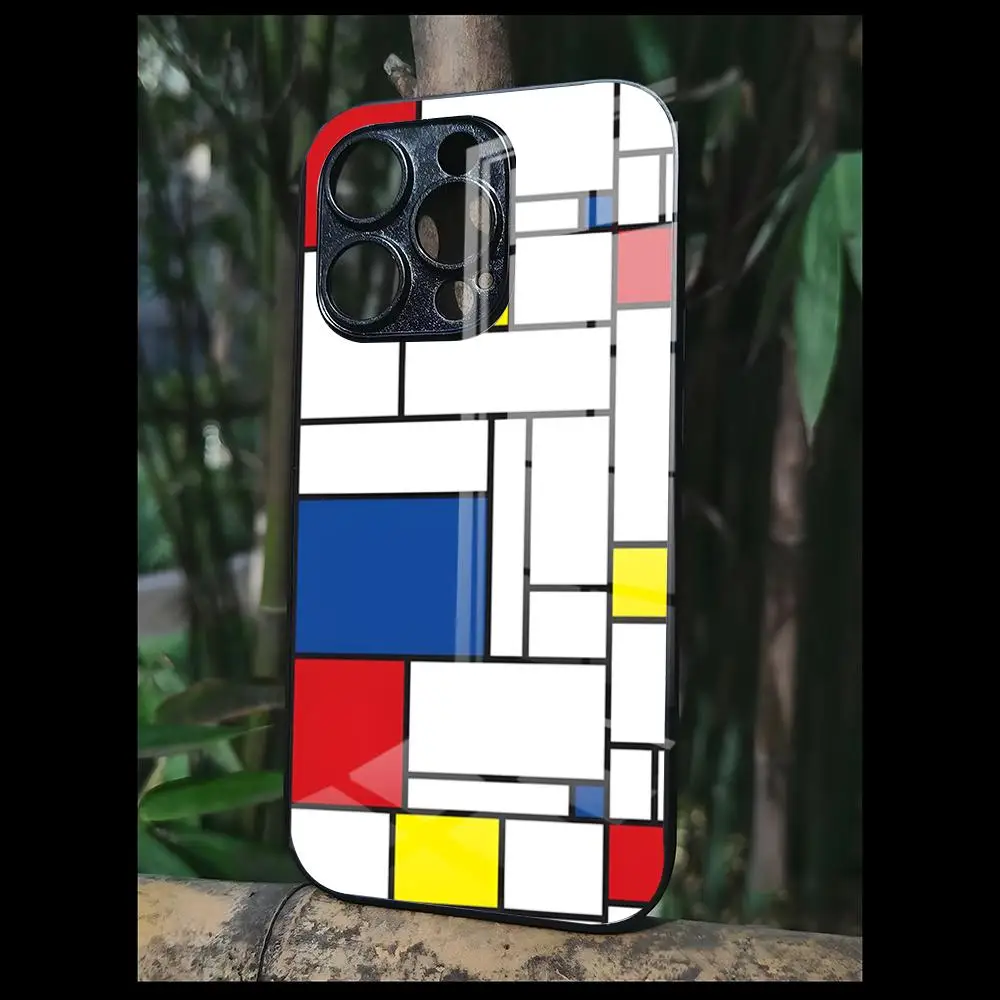 Mondrian Per OPPO A 55 54 One Plus 8T 92s A93s A94 95 8 9 7 Pro FindX3 X5PRO RENO4 RENO7 Reno4se 5F 6Z Copertura In Vetro