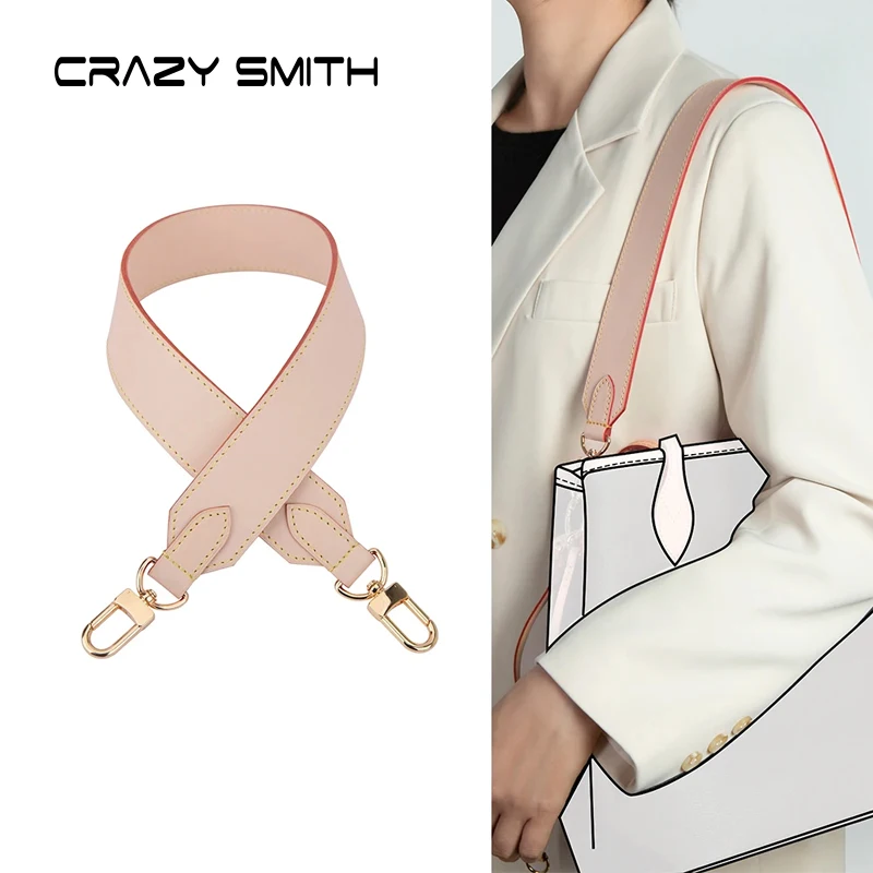 CRAZYSMITH Bag Strap For LV Neverfull Bucket Shoulder Straps Genuine Leather Crossbody Replacement Belts 65CM Bag Accessories