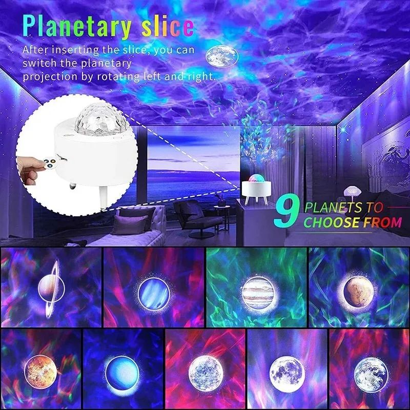 Galaxy Star Sky Projector Eight Planetary Laser LED Night Light Starry Sky Atmosphere Light Decoration Bedroom Children\'s Gift