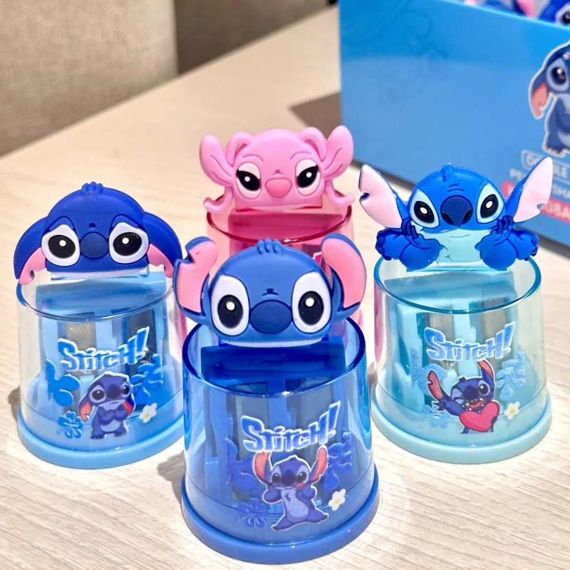 2pcs Cartoon Disney Stitch Silicone Dual Control Sharpener Students Cute Cartoon Pencil Sharpener Children's Stationery