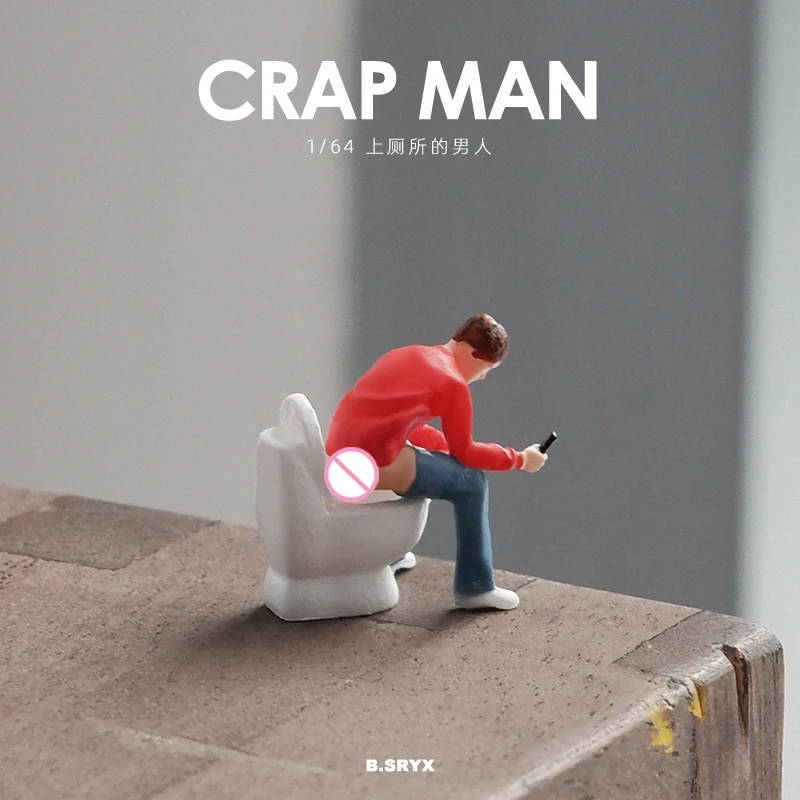 

1/64 Miniature Male Toilet Doll Model Mini Figurine Restroom Scene Landscape Small Scale DIY Creative Photography Props Display