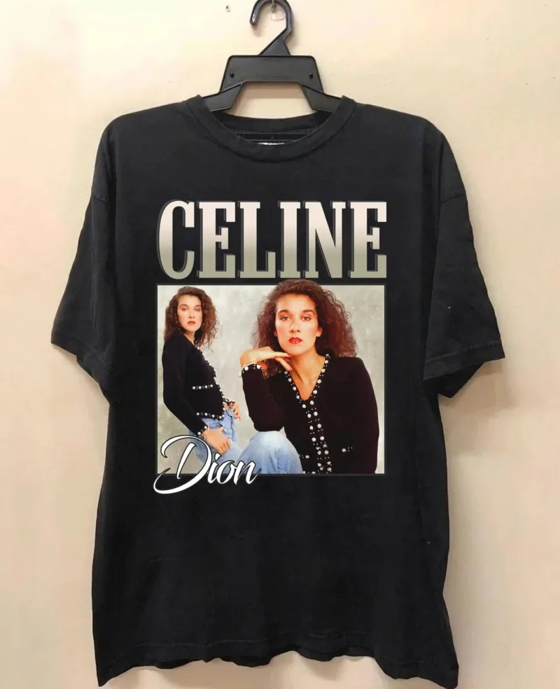 Celine Dion My Heart Will Be on a Retro T-shirt, Gender-neutral Pattern T-shirt, Celine Dion T-shirt from the 90s, Streetwear