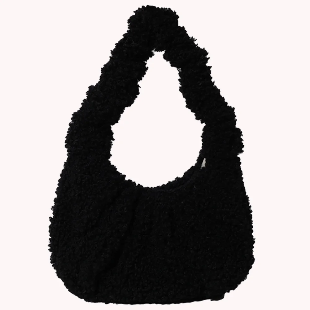 

Furry Tote Bag Small Ruched Hand Purse Soft Lambswool Cute Mini Faux Fur Bag Winter Fuzzy Pursess and Handbag for Women Lady