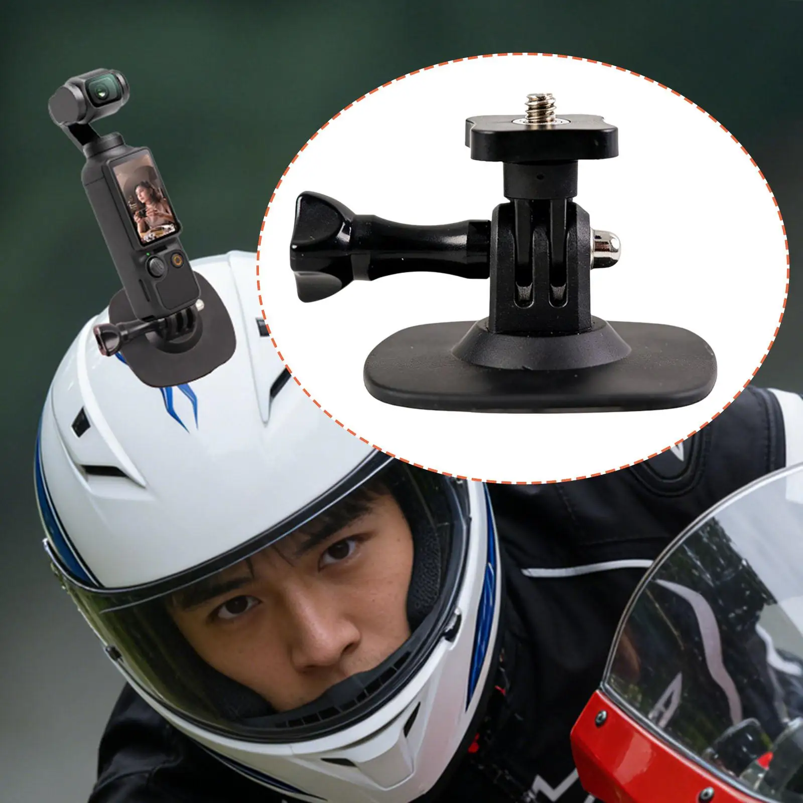 

Easy Install Helmet Sticky Mount Adjustable Action Camera Holder for Motorcycle and Skateboard Helmets