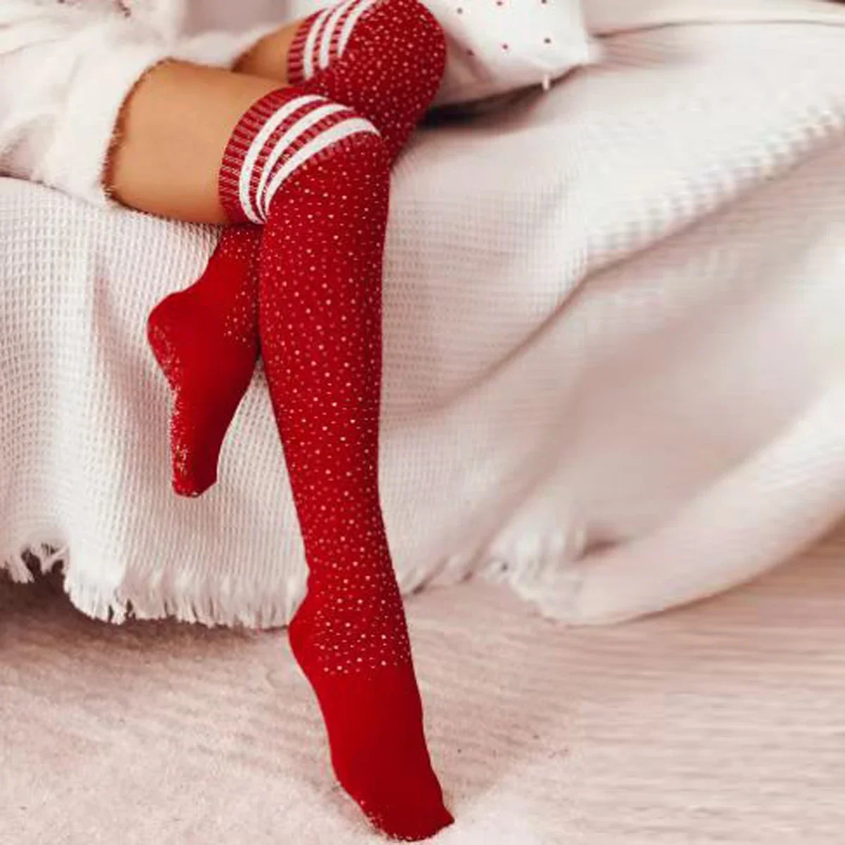 

Women's Sexy Crystal Cotton Socks High Knee Over Knee Stockings