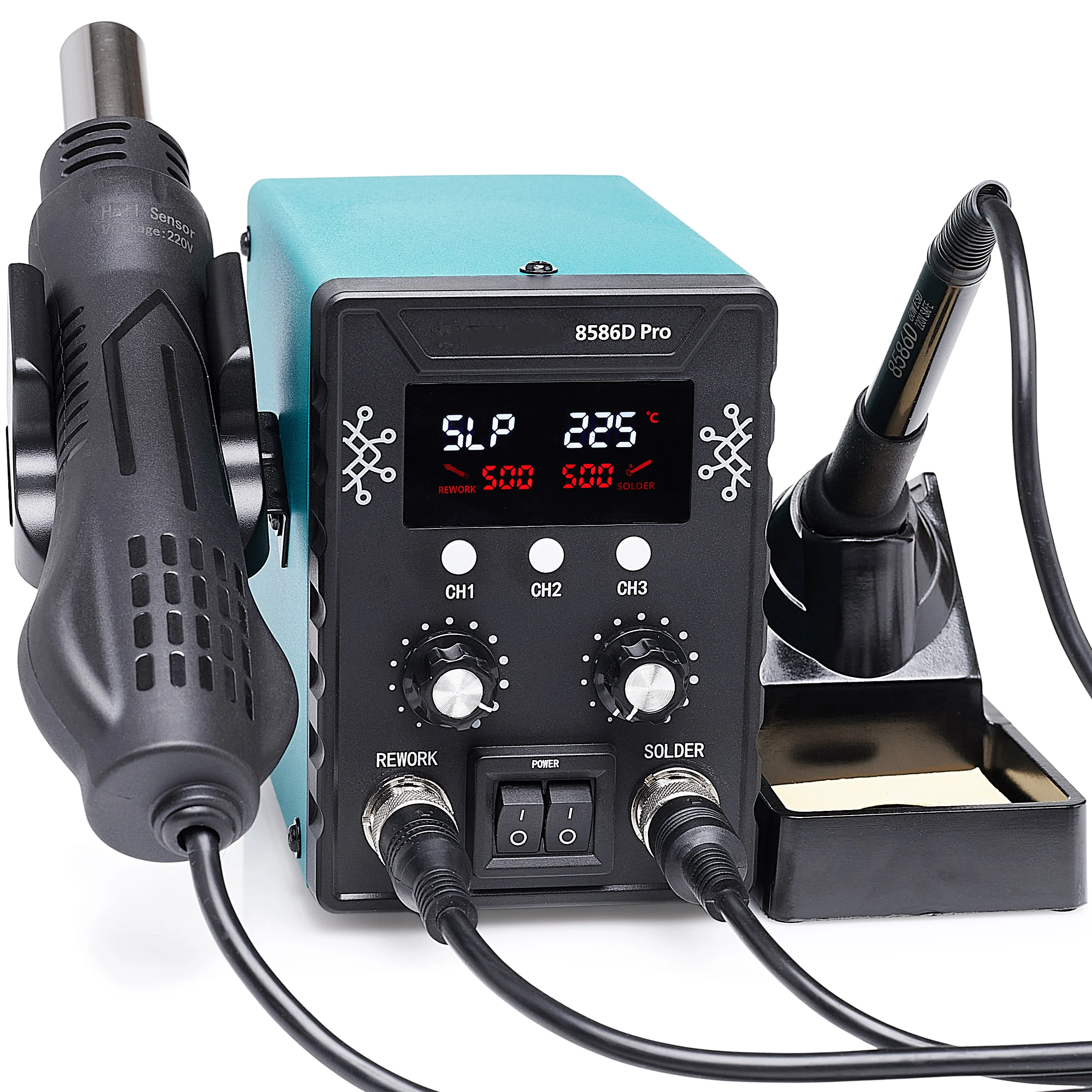 

8586D Pro 2 in 1 ESD 700W SMD Rework Welding Station Hot Air Gun Welding Repair Tool Welding Iron