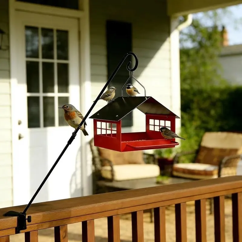 House Shaped Metal Weathering Art Deco Sculpture Bird Feeder with Tray Wall Mounted for Outdoor Garden Patio Decor