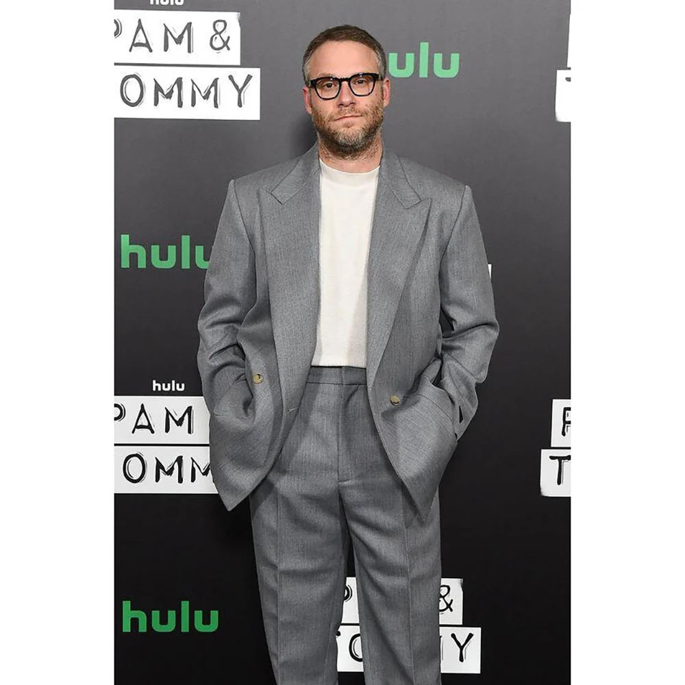 

High Quality Grey Men Suit Two Pieces(Jacket+Pants) Lapel Outfits Chic Casual Party Prom Wedding Set