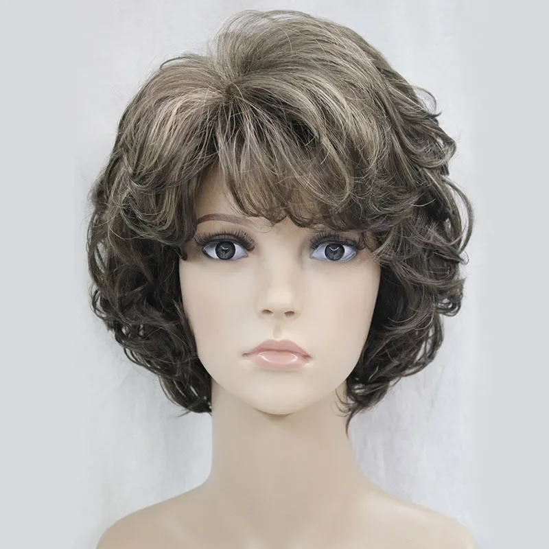 Perucas Encaracoladas Completas para Mulheres, Castanho e Loiro, Mix, Curto, Feminino, Cabelo Feminino, Atacado, Novo