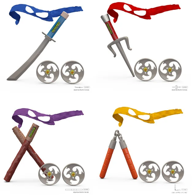 Teenage Ninja Turtles Anime Merchandise Eye Mask Nunchaku Darts Knife Anime Cosplay Wear Children's Performance Weapon Props Toy