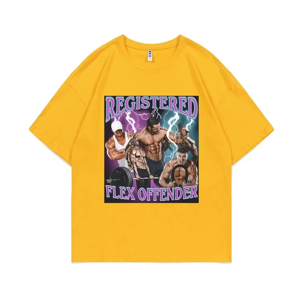 Registered Flex Offender Funny Bodybuilder Workout Gym Graphic T-shirt Men Women Casual Oversized Tshirt Men\'s Cotton T Shirts5