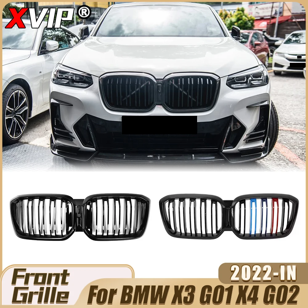 

XVIP Glossy Black Double Line Style Racing Grille Glossy M-Color Bumper Grill Upper Grill For BMW X3/X4 G01/G02 2022-IN Facelift