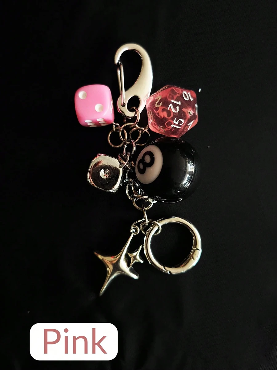 Ster dobbelstenen zwarte acht bal hanger tas hanger handgemaakte diy hanger ornamenten geschikt voor auto sleutelhanger decoraties coole stijl