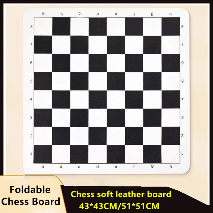 Foldable Chess Board Soft Leather 43X43CM Portable Soft Rollable Leather Durable Chessboard  International Chess Board