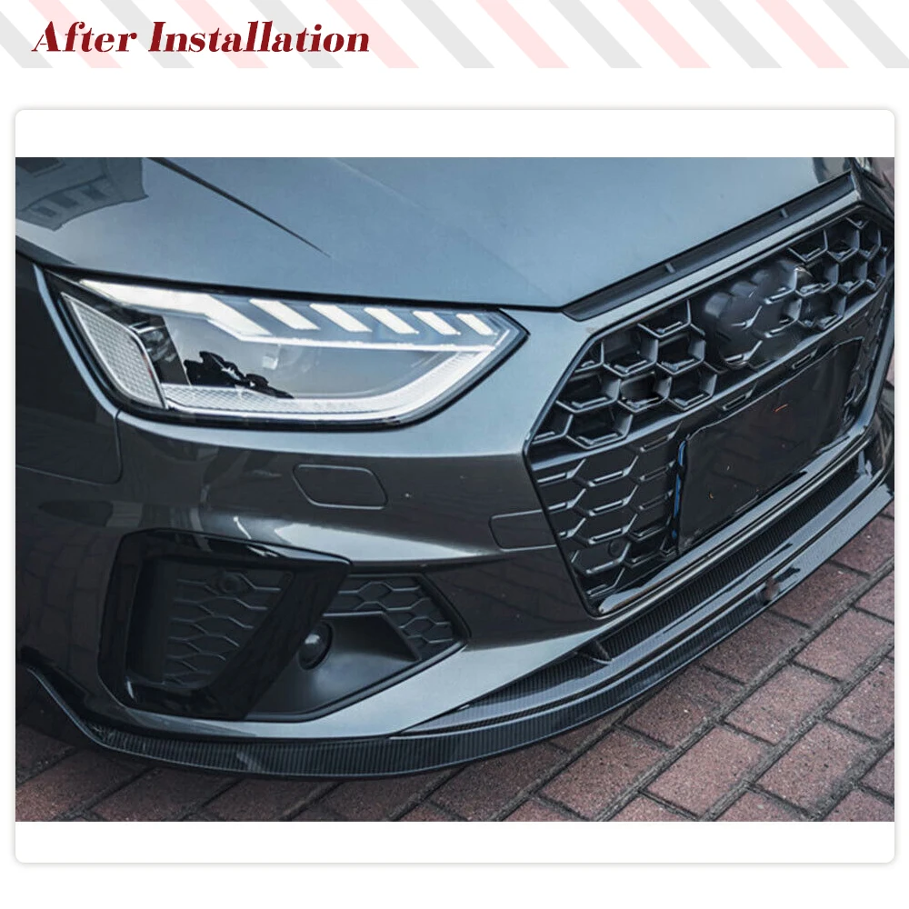 Car Front Bumper Lip Dry Carbon Fiber Splitters for Audi A4 S4 A4 Sline B9.5 2020-2022 Front Bumper Lip Spoiler Splitters Guard