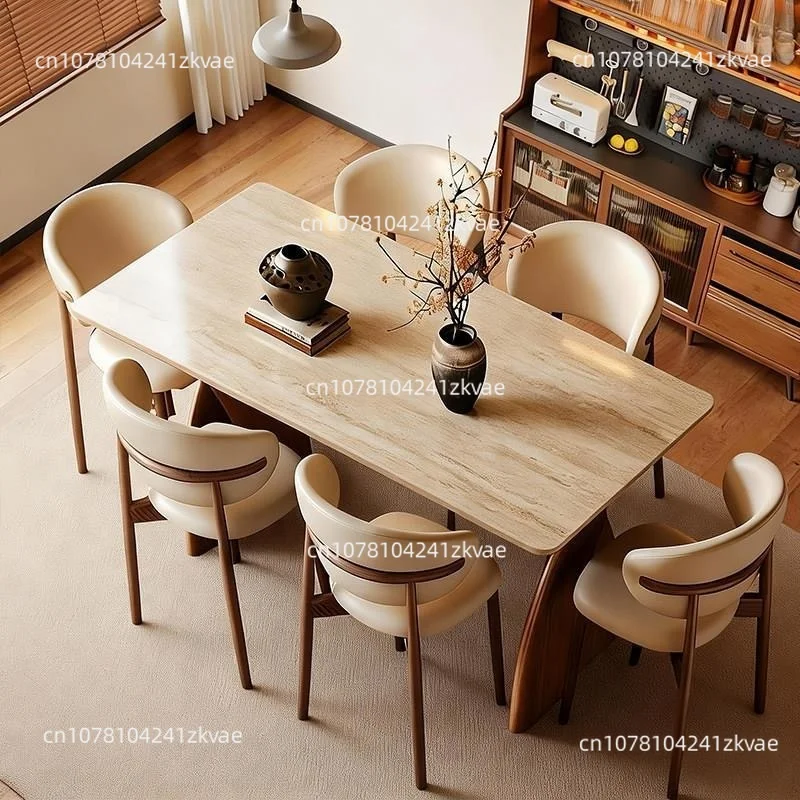 Nordic Luxury Modern Rectangle Marble Solid Wood Dining Table Chair Set 4 6 Seater Furniture Farm House Designs Latest