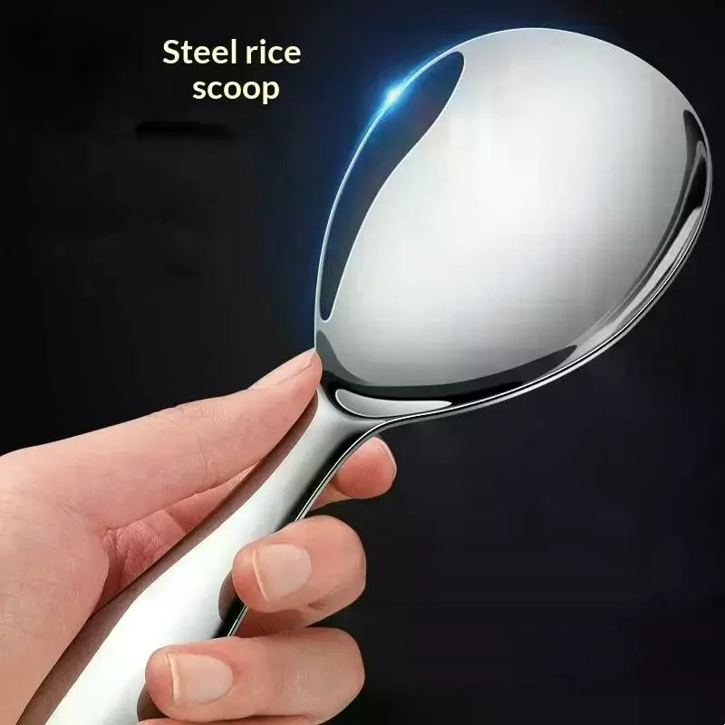 1/2Pcs Japanese Style Long Handle Rice Cooker Spatula Buffet Serving Scoop Thicken Stainless Steel Rice Spoon Kitchen Utensils
