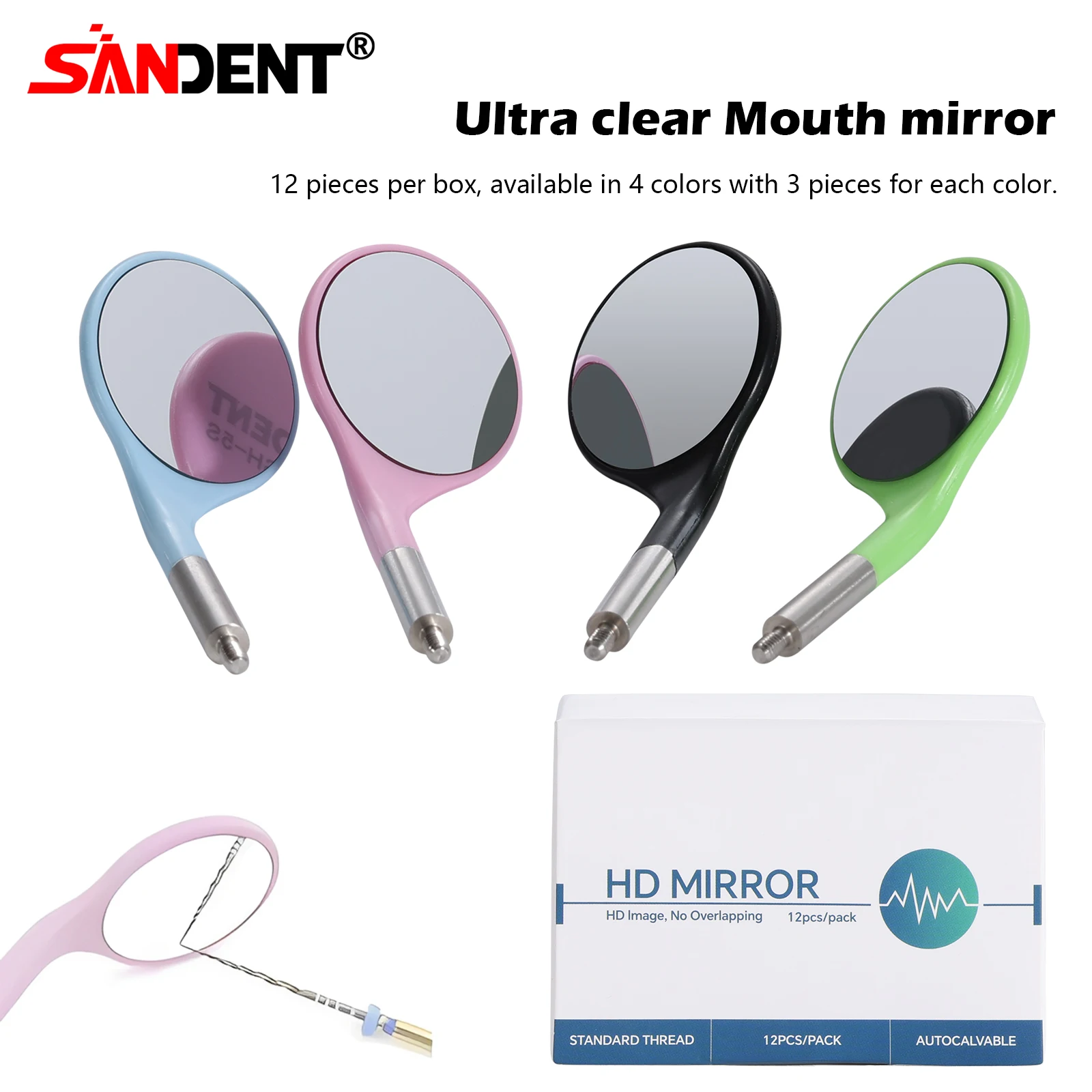 

12PCS Dentistry Exam Mirror Head Mouth Reflector Oral Endoscope Mirrors Head Size 24MM Tooth Whitening Tool