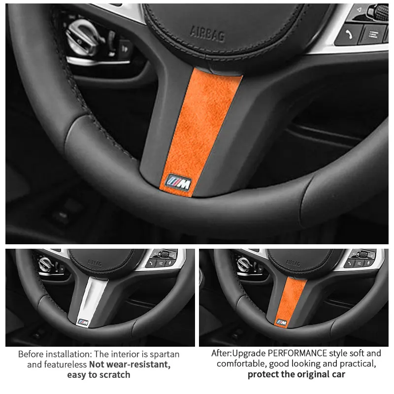 For New BMW Series Fit for G Chassis Made of Alcantara Steering Wheel Stickers Panel Trim Frame Car Interior Tuning Accessories