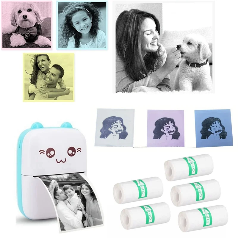 10PCS Miniเครื่องพิมพ์ความร้อนสติกเกอร์กระดาษSelf-Adhesiveป้ายสีดําสีขาวสําหรับเครื่องพิมพ์ทั้งหมดได้ถึง 57*30 มม.