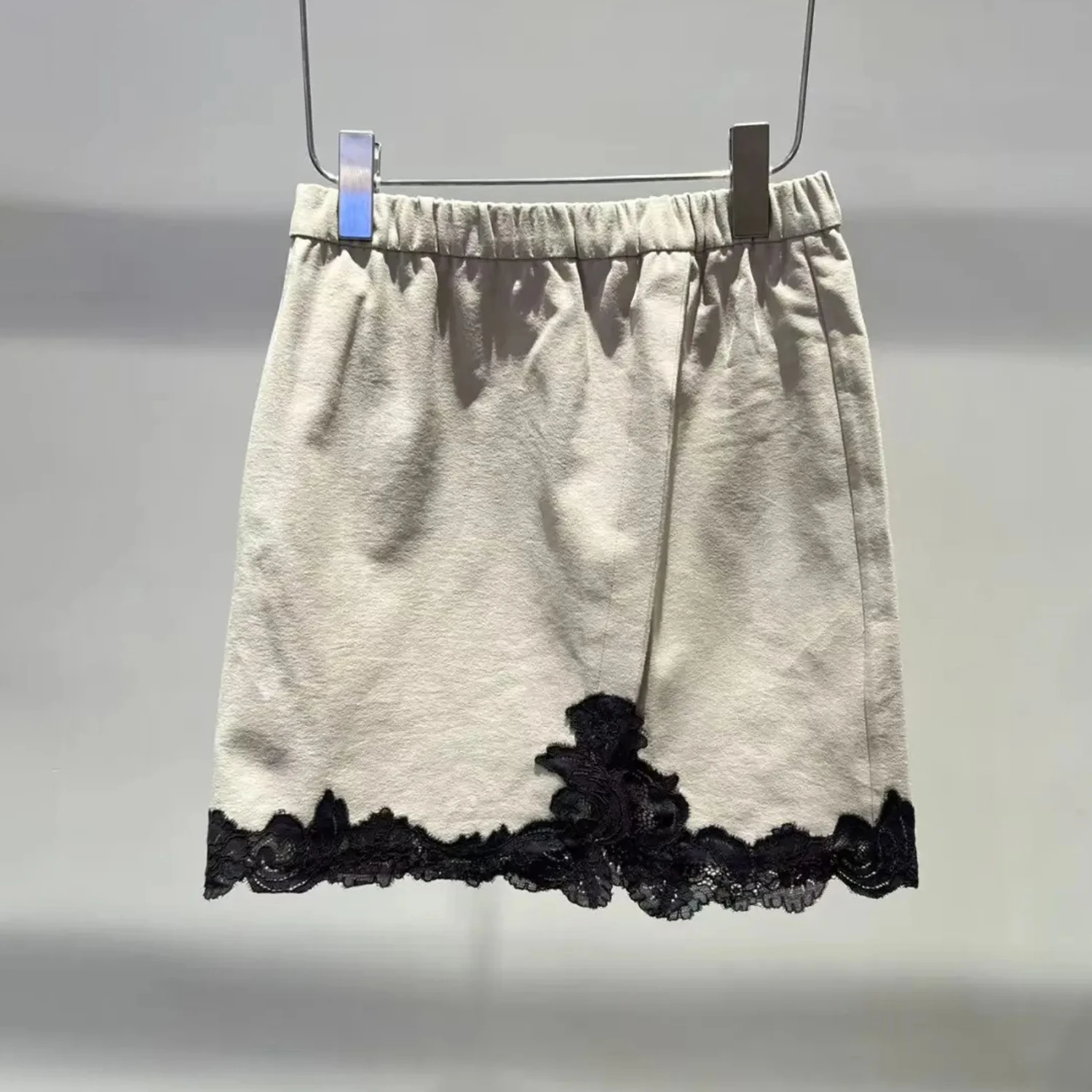 

High Waist ort Lace Skirt French Sle Splicing Design Commute Suitable High Oil Premium Women's Autumn New Aosphere Sens...