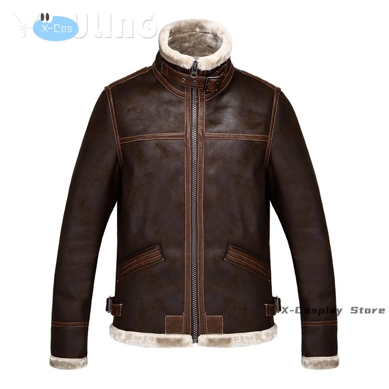 Biohazard Resident 4 Leon S Kennedy Evil Kostüm Ledermantel Jacke Cosplay PU Faur Jacke Langarm Winter Oberbekleidung Herren Junge