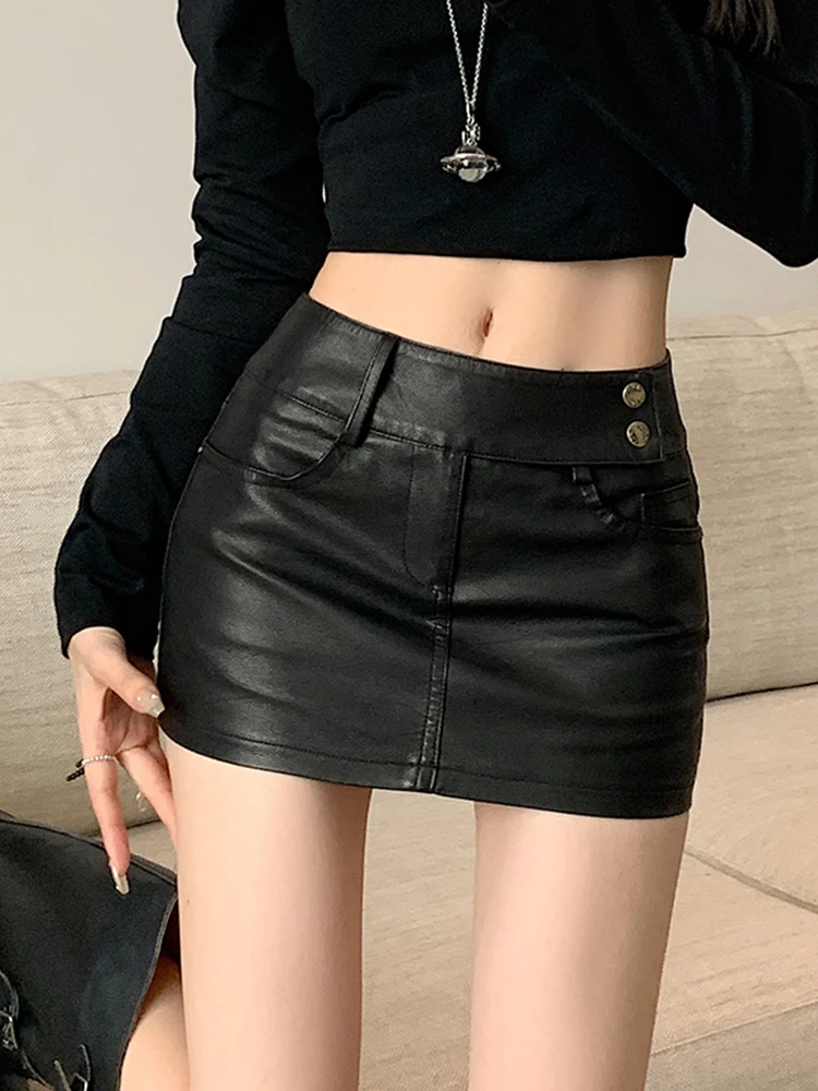 

Юбка трапециевидной формы из искусственной кожи с высокой талией, женские повседневные юбки из микроэластичной ткани в стиле ретро для поездок на работу и женщин