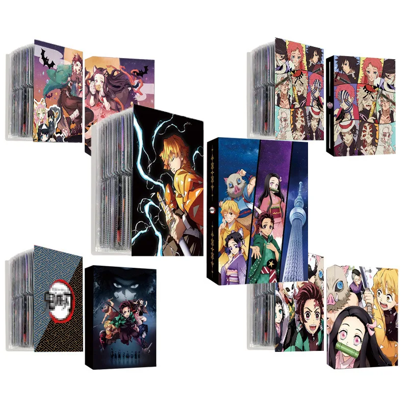 Demon Slayer 240Pcs Card Album Book Tanjirou Anime Figure Nezuko Muzan Collection Card Clip Storage Bag High-Capacity Boys Toys