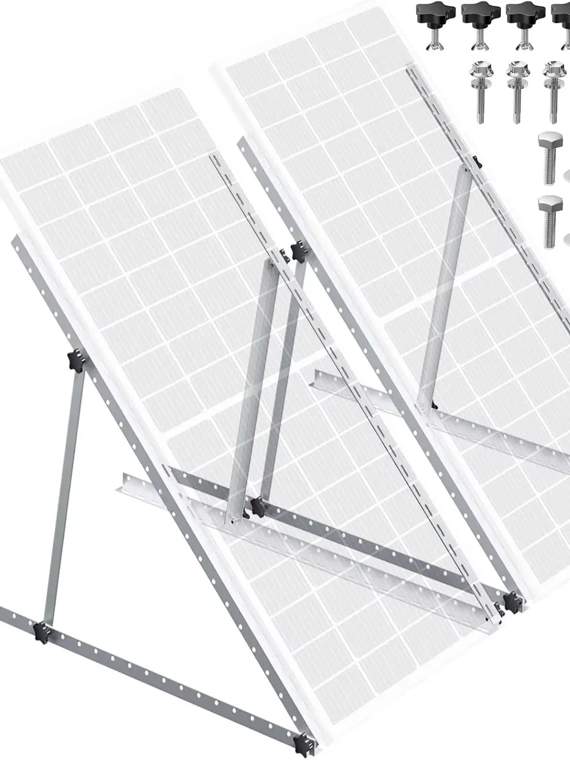 RVPOZWER 4/2/1 PCs Verstellbare Solarpanel-Halterungen 45-Zoll-Sets Faltbare Neigungsbeine Ständer Dachmontage-Kit für Wohnmobil, Wohnwagen, Boot, netzunabhängige PV-Anlage