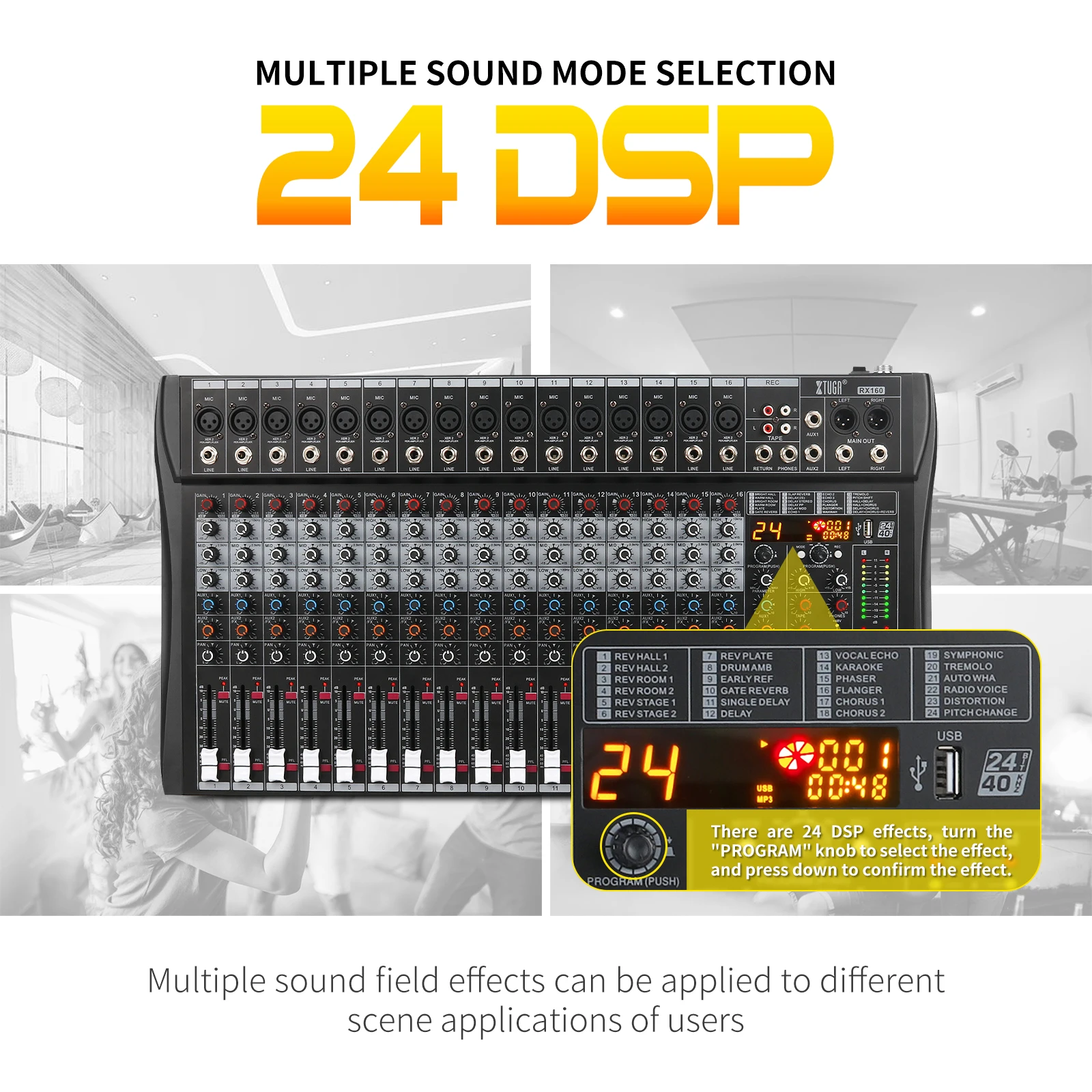 TLF Xtuga 16-Kanaals Professionele o Mixer Console Nieuw Design Studio Apparatuur DJ Microfoon Expander Reverb Effector Video L