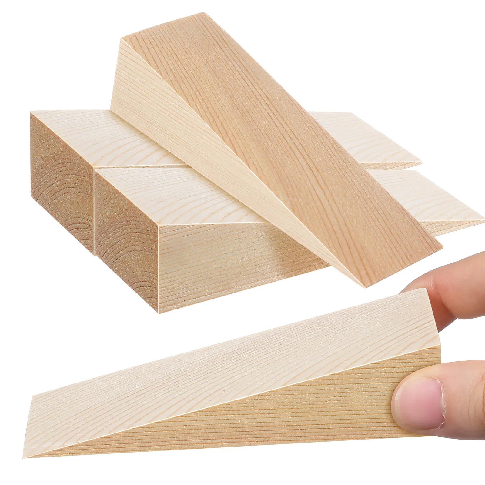 4Pcs Wooden Wedges Triangular Blocks Smooth Surface for Door Window Installation Furniture Stabilizer Door Stopper Security