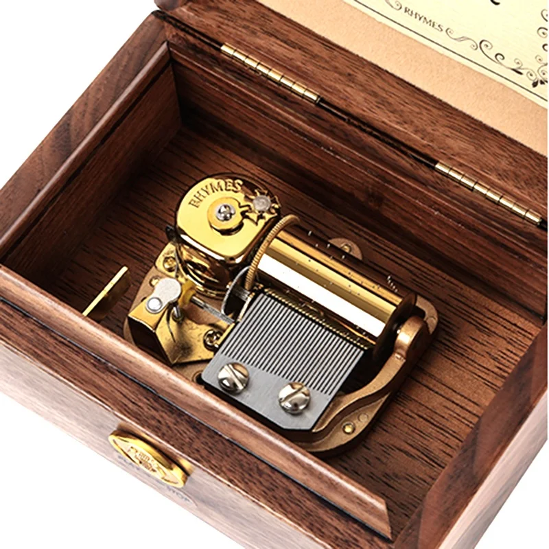 

Rhythm 30-tone wooden music box engraved high-end pop melody